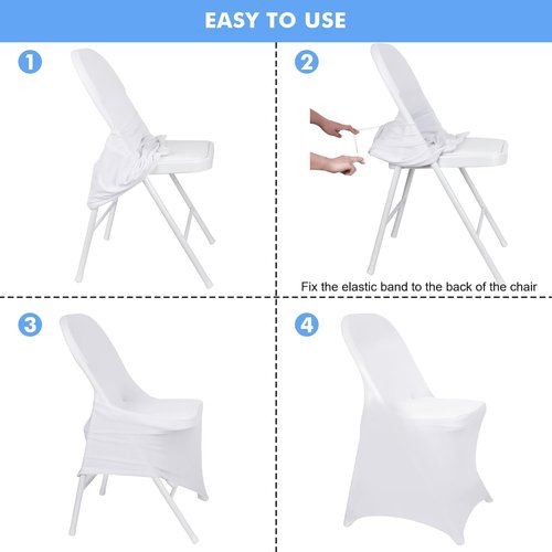 Fixwal 36 Pcs White Folding Chair Covers - Spandex Stretch Slipcovers for Weddings & Events