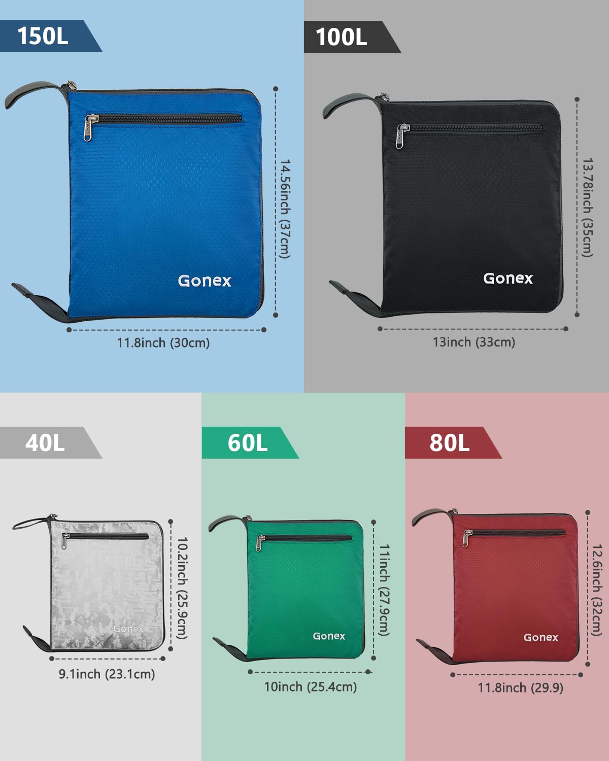 Gonex 80L Packable Travel Duffle Bag Foldable Duffel Bags for Luggage Gym Sports Camping Travelling Cycling Storage Shopping Water & Tear Resistant Dark Green