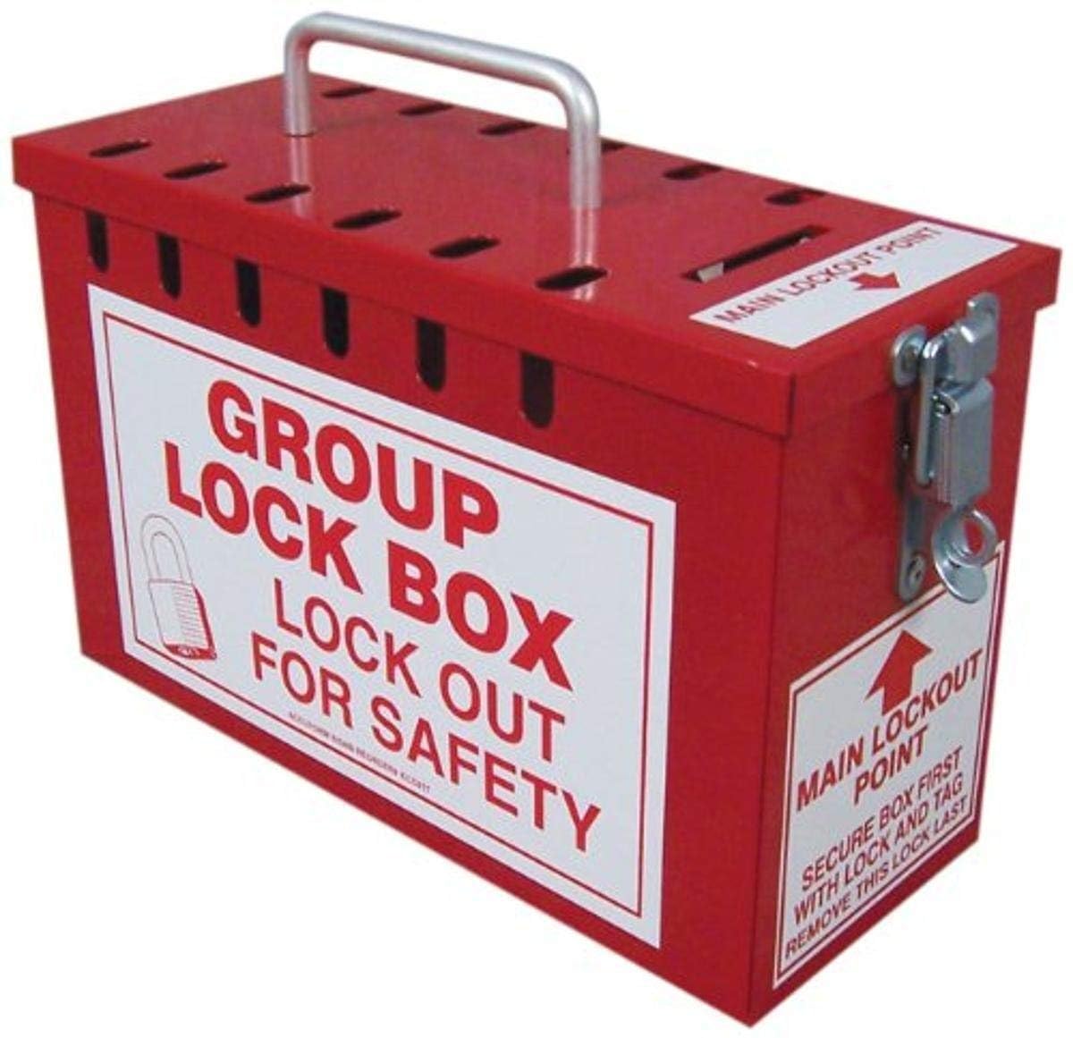 Accuform KCC617 Portable Group Slot Lock Box, 10" Width x 6" Height x 4-1/4" Length, Steel, Red
