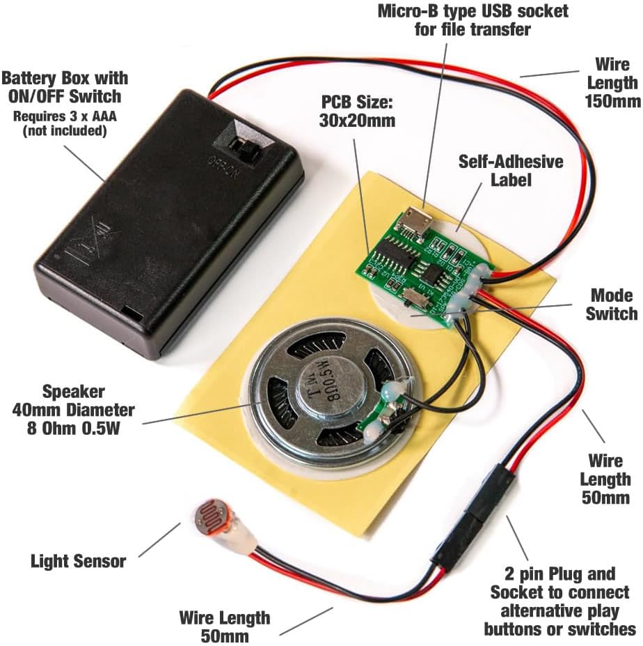 Talking Products MP3 4MB , Sound Chip Module, Memory, with AAA Battery Box. Create Your own Personalised Gifts, Models