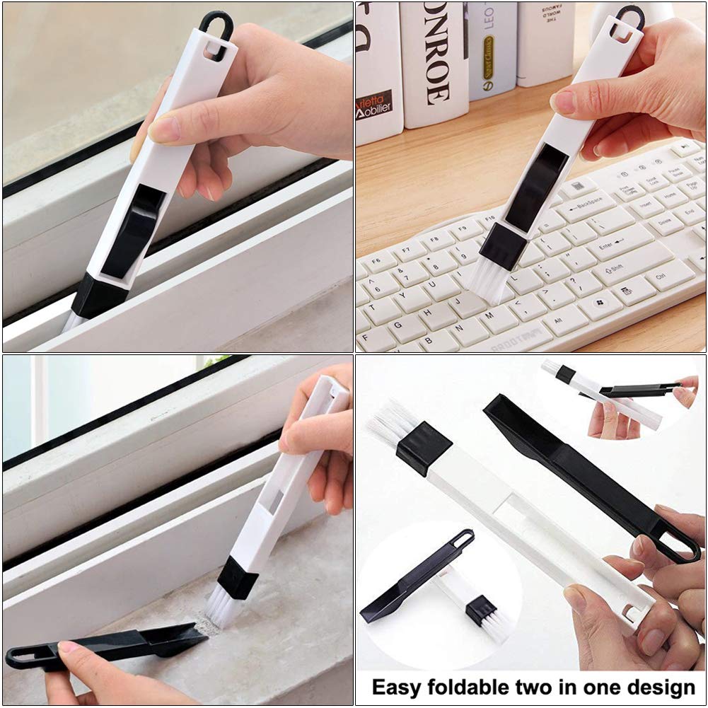 Window Track and Grout Cleaning Brush Set, 5Pcs Hard-Bristle Crevice Scrub Brushes for Sliding Doors, Tile Lines, Sink Corners, Small Gaps and Bottles, Essential Household Cleaning Tools