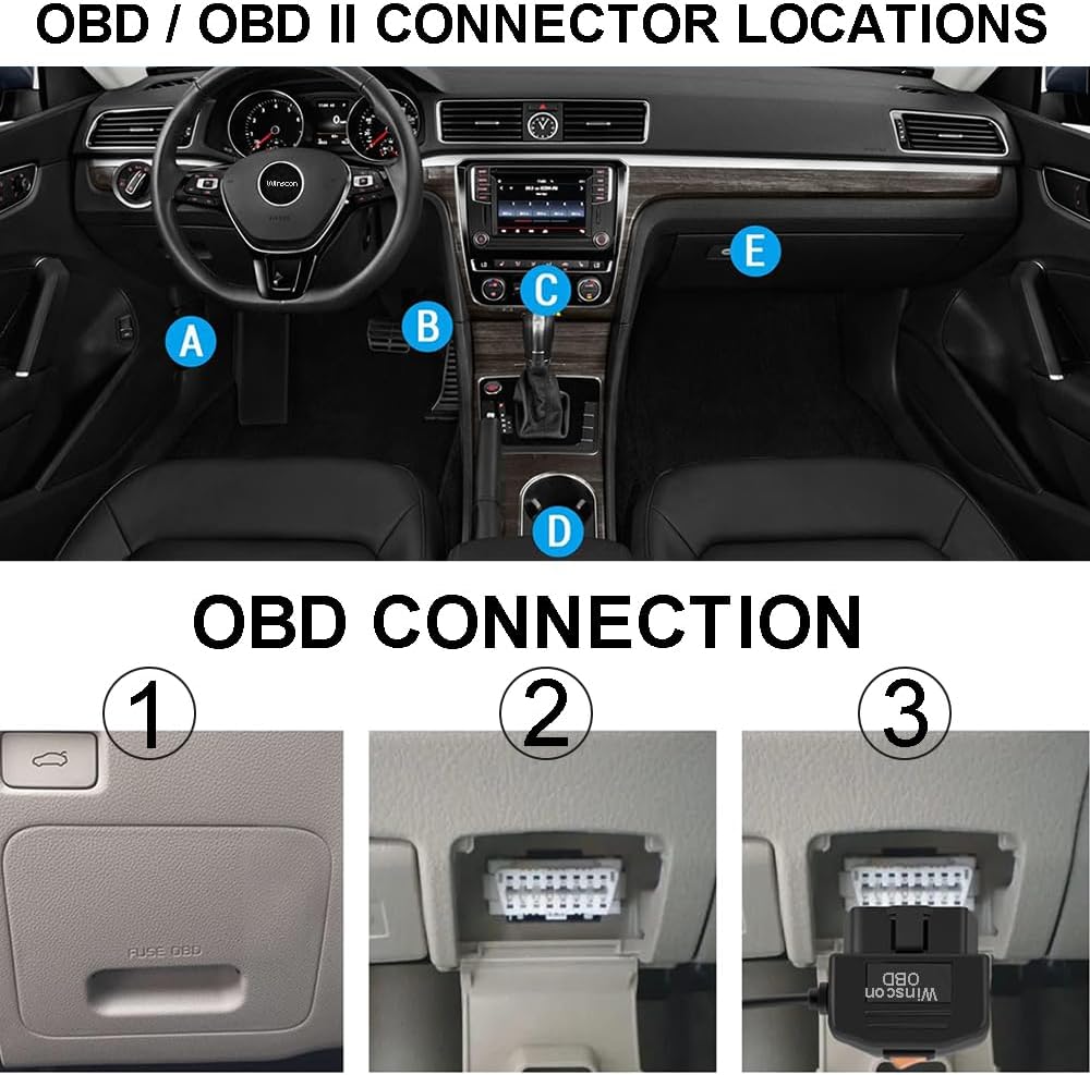 Redsia 12-24V 5V/3A 24h Dash Cam Hardwire Kit OBD, Dash Camera USB Type C Hardwire Kit OBD Power Charging Cable