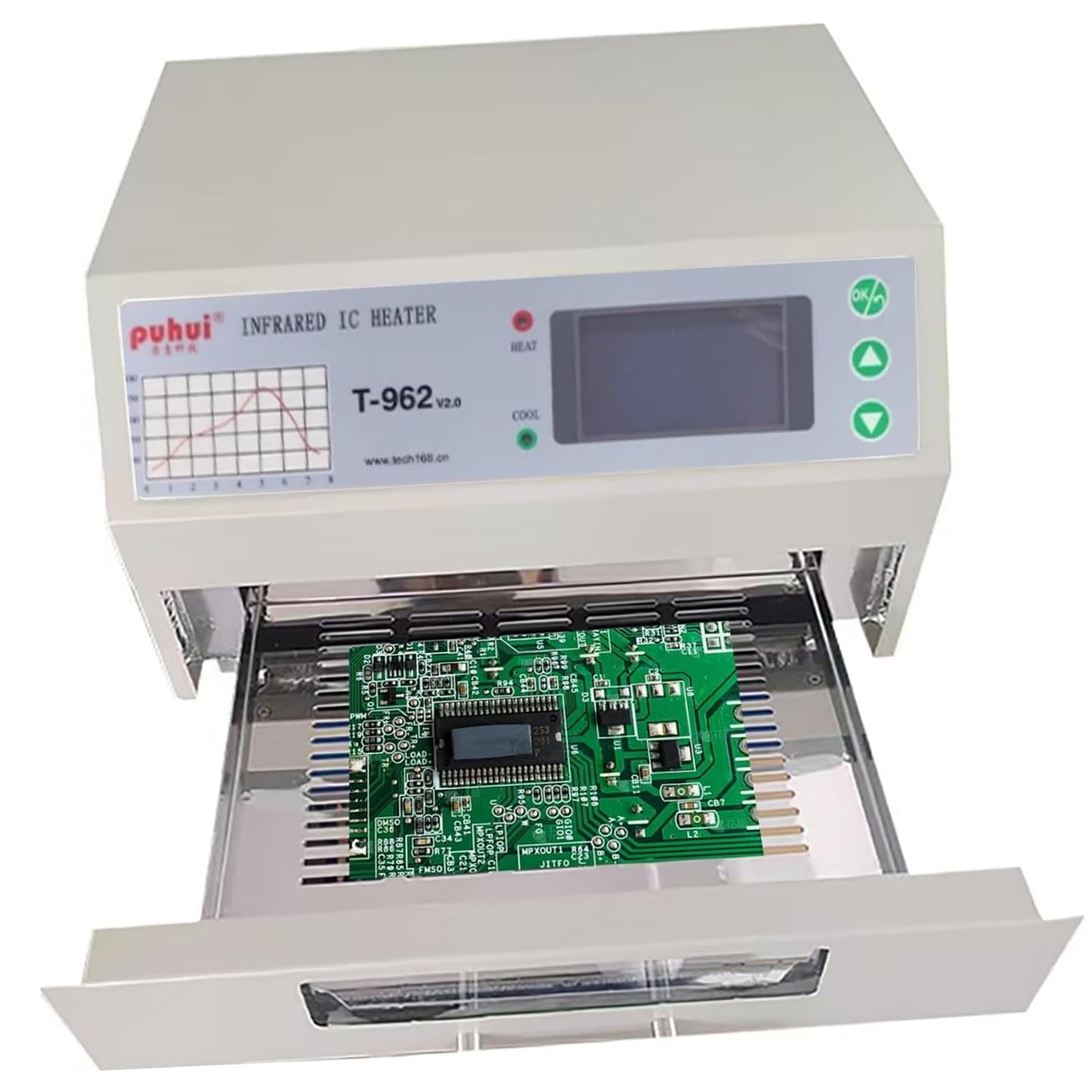 T962 Reflow Oven 110V, 800W Soldering Reflow Station, Infrared Preheat Soldering Station Temperature Range: 0 ° -280 ° C, Suitable for Electronic Digital and PCB Board Soldering