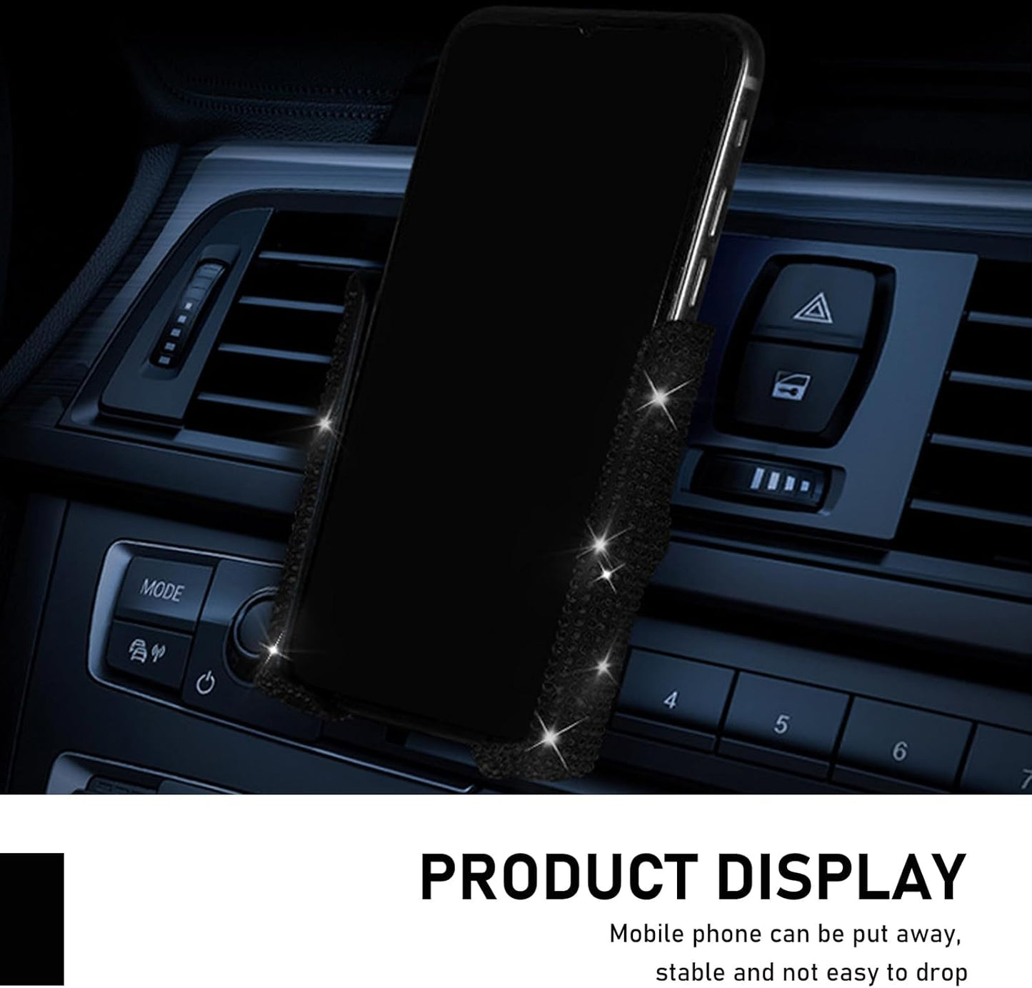 awlbed 1 PC Bling Car Mobile Phone Holder, Personalized Rhinestone Design Elastic Adjustable Fully Automatic Opening