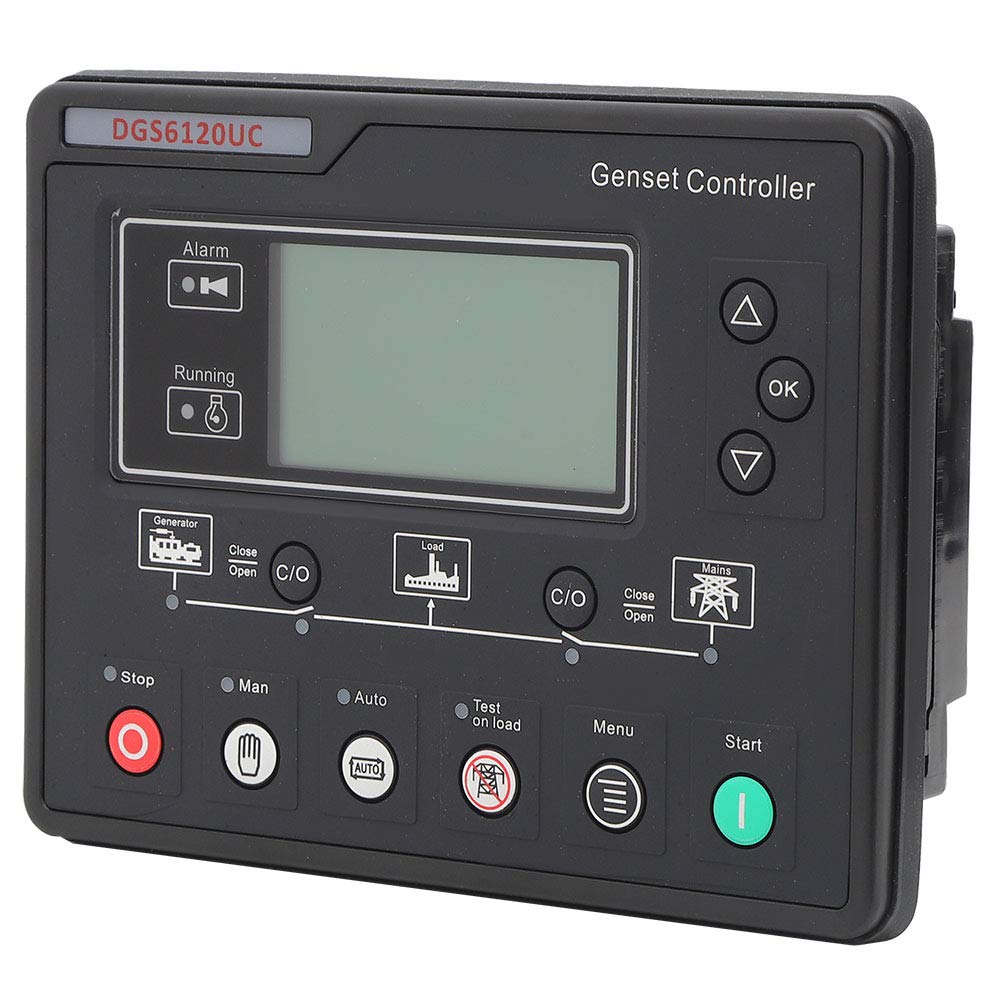 Generator Control Panel,Genset Controller Module Automatic Power Monitoring Switching Control for Generators LCD Display Backlight