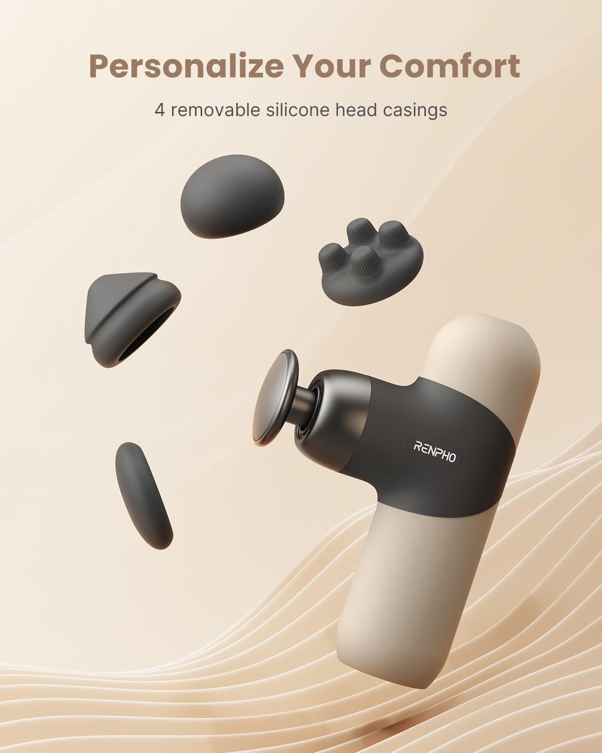 RENPHO Mini Thermal Massage Gun with Heat, Fathers Day Dad Gifts, Portable Deep Tissue Percussion Massager with 4 Heads for Neck & Back Comfort, Ultra-Quiet for Home, Office & Travel, Carry Case