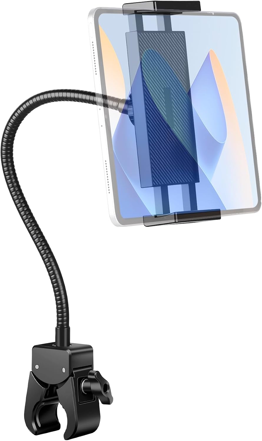 Evekea 4.7-12.9" Gooseneck Tablet Holder, iPad Holder for Stroller/Treadmill/Golf Cart/Boat/Mic Stand/Wheelchair/Gym