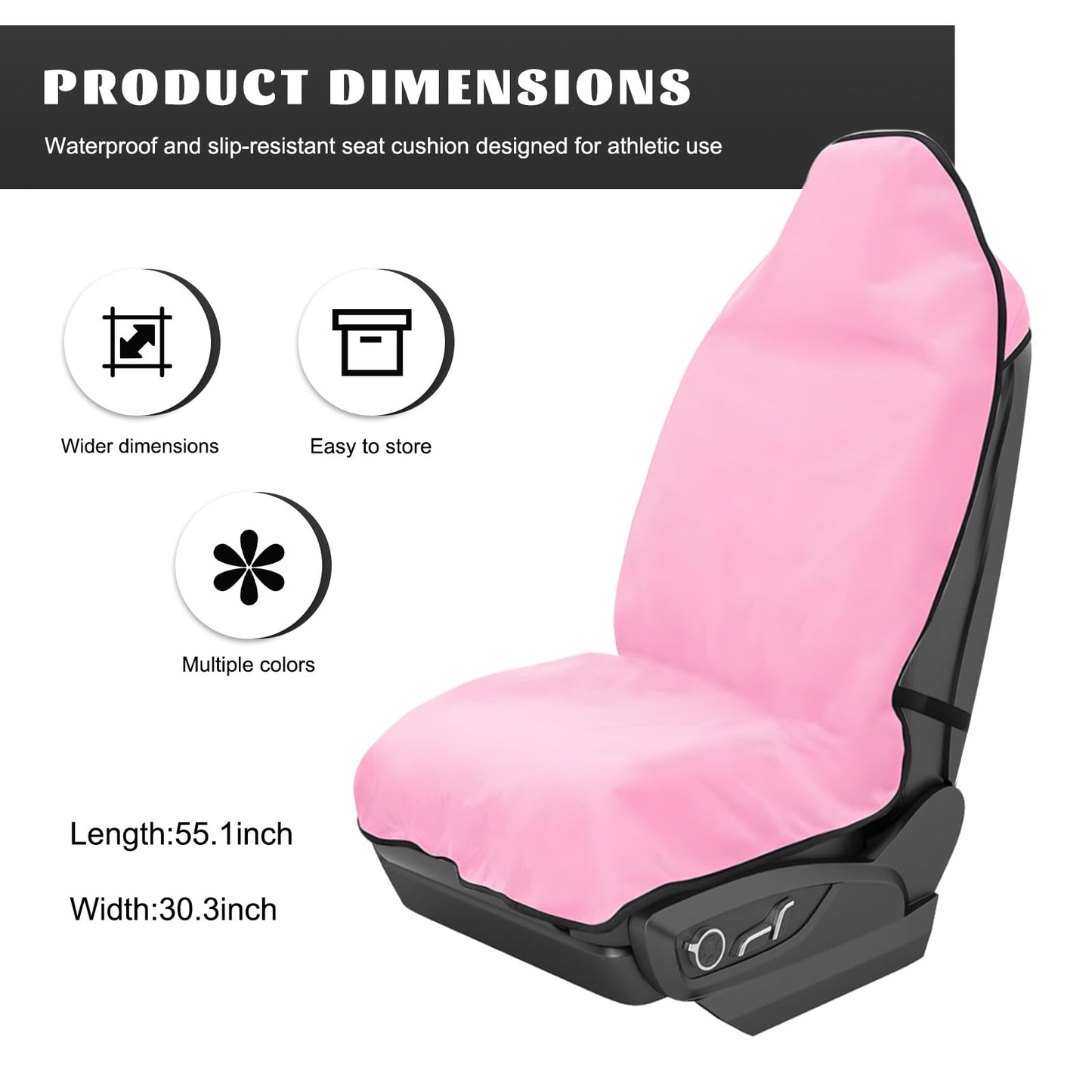 Rdxcv Car Towel Seat Cover, Waterproof Non-Slip Carseat Protector for Post Gym Workout Swimming Running, Sweatproof Front Seat Protective Cover Washable Pad for Cars Trucks SUVs (Pink)
