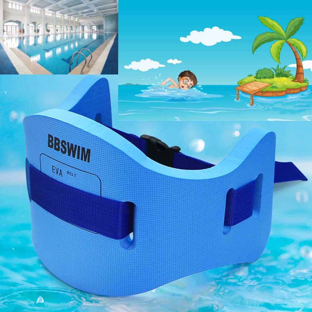EVA Swimming Floatation Exercise Belt, Adjustable Swim Training Equipment Belt Outdoor Swim Training Tools for Adult and Kids (Size M - Blue - 1PC)