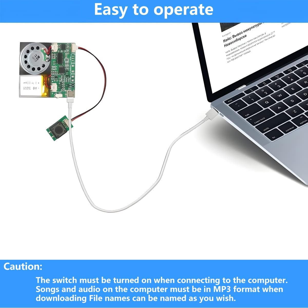 JR 8M MP3 Press-Button Control Activated Recordable PCB Sound Module USB Downloadable Sound Module for Crafts