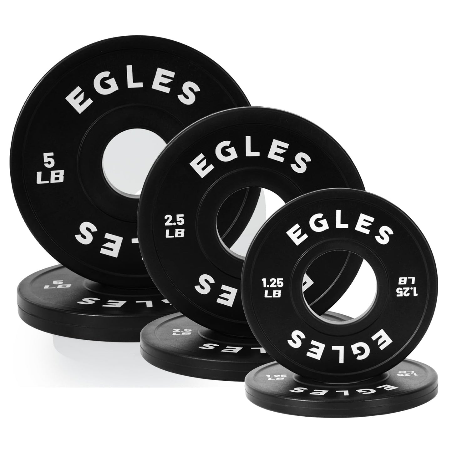 EGLES Change Plates Set 17.5LB 1.25lb+2.5lb+5lb Black Rubber Coated Weight Plates in Pairs Olympic Bumper Plates Fit 2-Inch Barbells Strength Training Weight Plates Gym & Fitness Change Plates