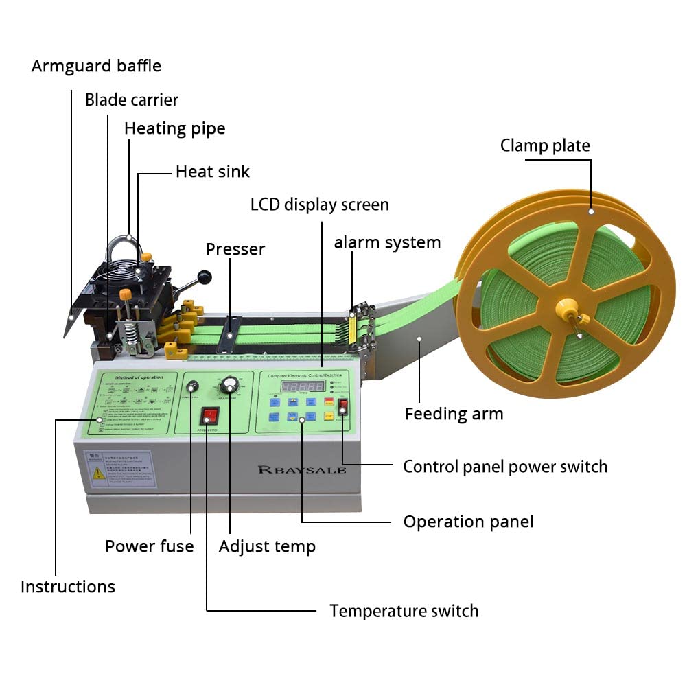 Webbing Cutting Machine, Automatic Hot and Cold Tape Cutter for Elastic Band Self Adhesive Tape Ribbon Zipper