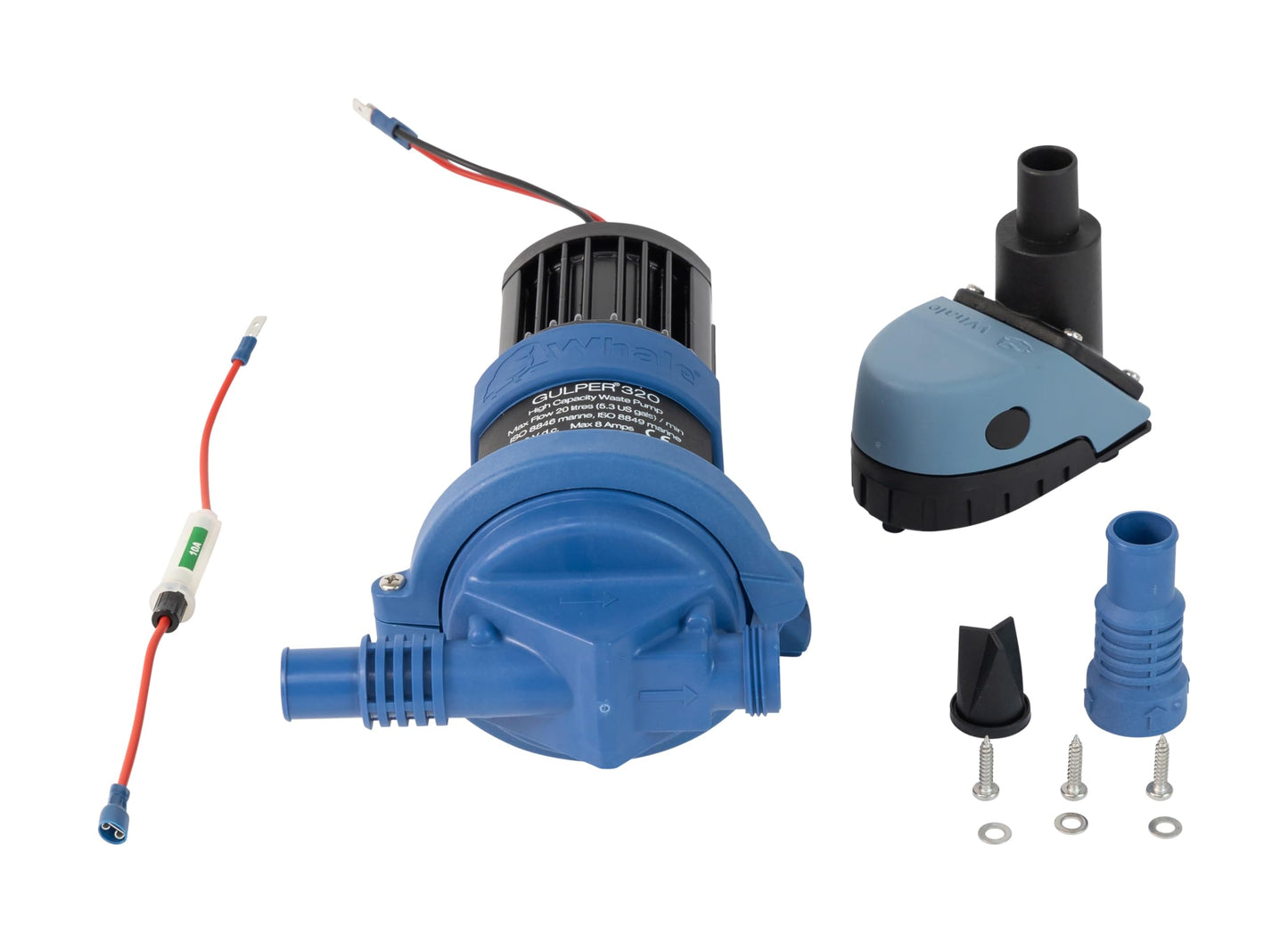 Whale Gulper 320 (24V) High Capacity Graywater Waste Pump, 5 GPM, Handles Waste from Multiple Drains - No Filters, Non Clog, BP2054