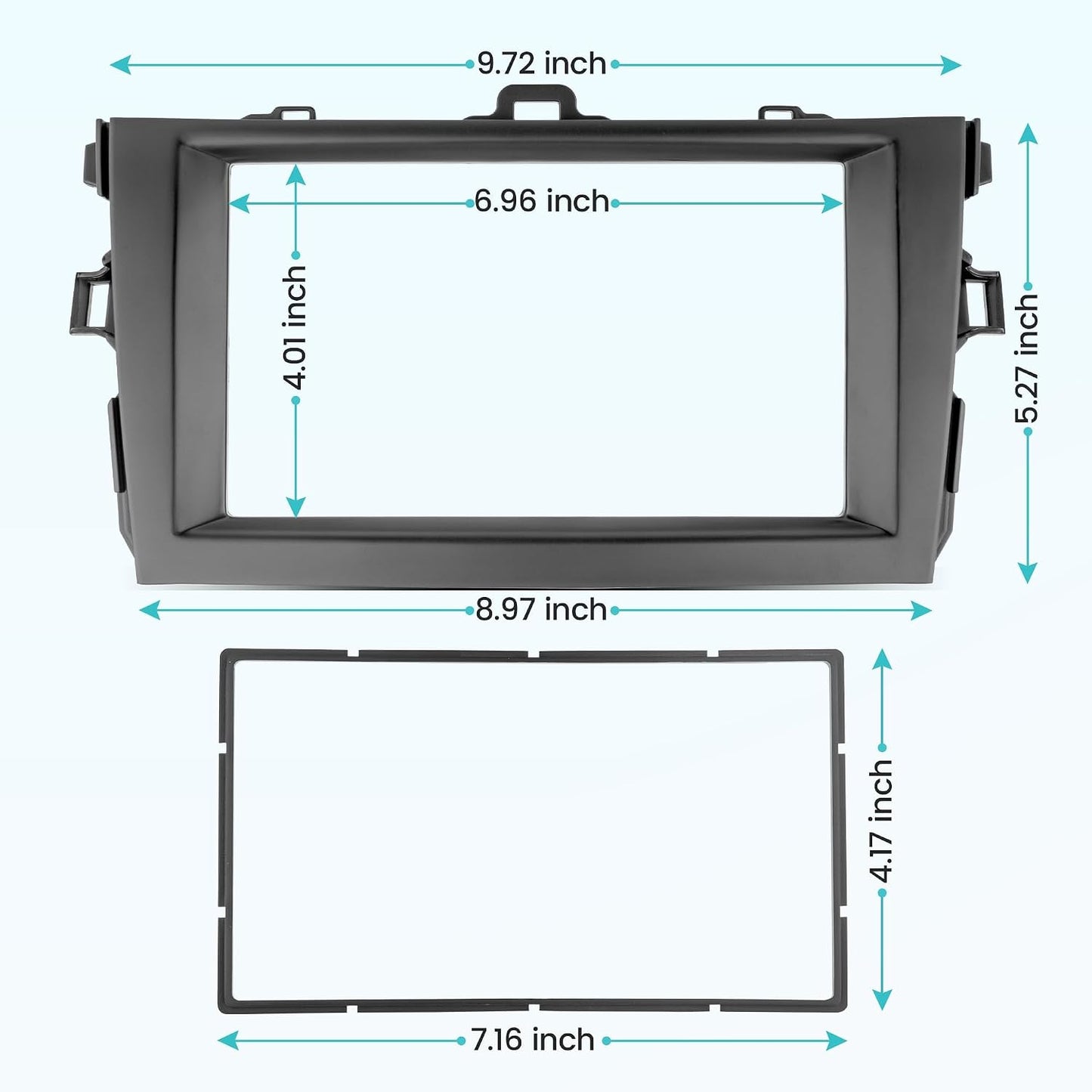 2009-2013 NuIth Double DIN Radio Installation Dash Kit W/Radio Wire Harness for Toyota Corolla, Aftermarket Radio Dash