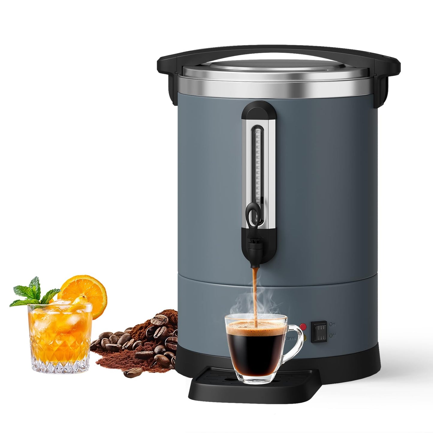14L/100 Cups Coffee Urn-3.2 Gallon Double Wall Commercial Coffee Maker Large Capacity Hot Coffee Dispenser Stainless Steel Hot Water Urn Catering Buffet Parties Weddings Gathering Easy Clean