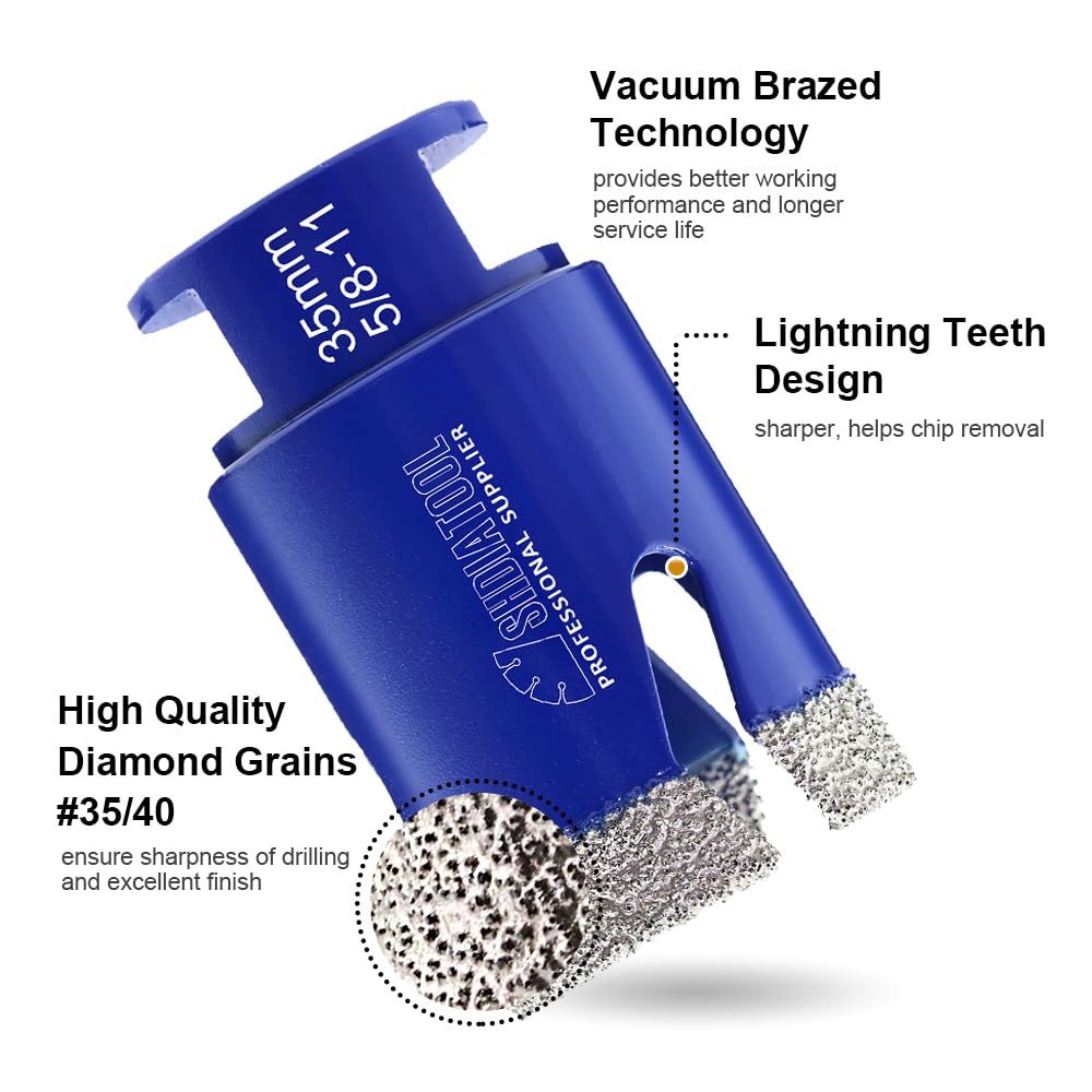 SHDIATOOL Diamond Core Drill Bits for Porcelain Ceramic Tile Marble Brick Vacuum Brazed Hole Saw