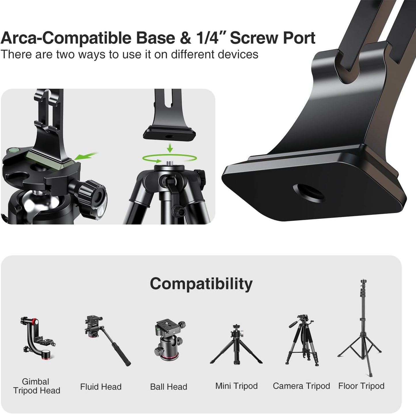 elitehood 1/4" 16 15 14 13 Aluminum Magsafe Tripod Phone Mount, Compact Phone Holder for Tripod with Arca Swiss Quick