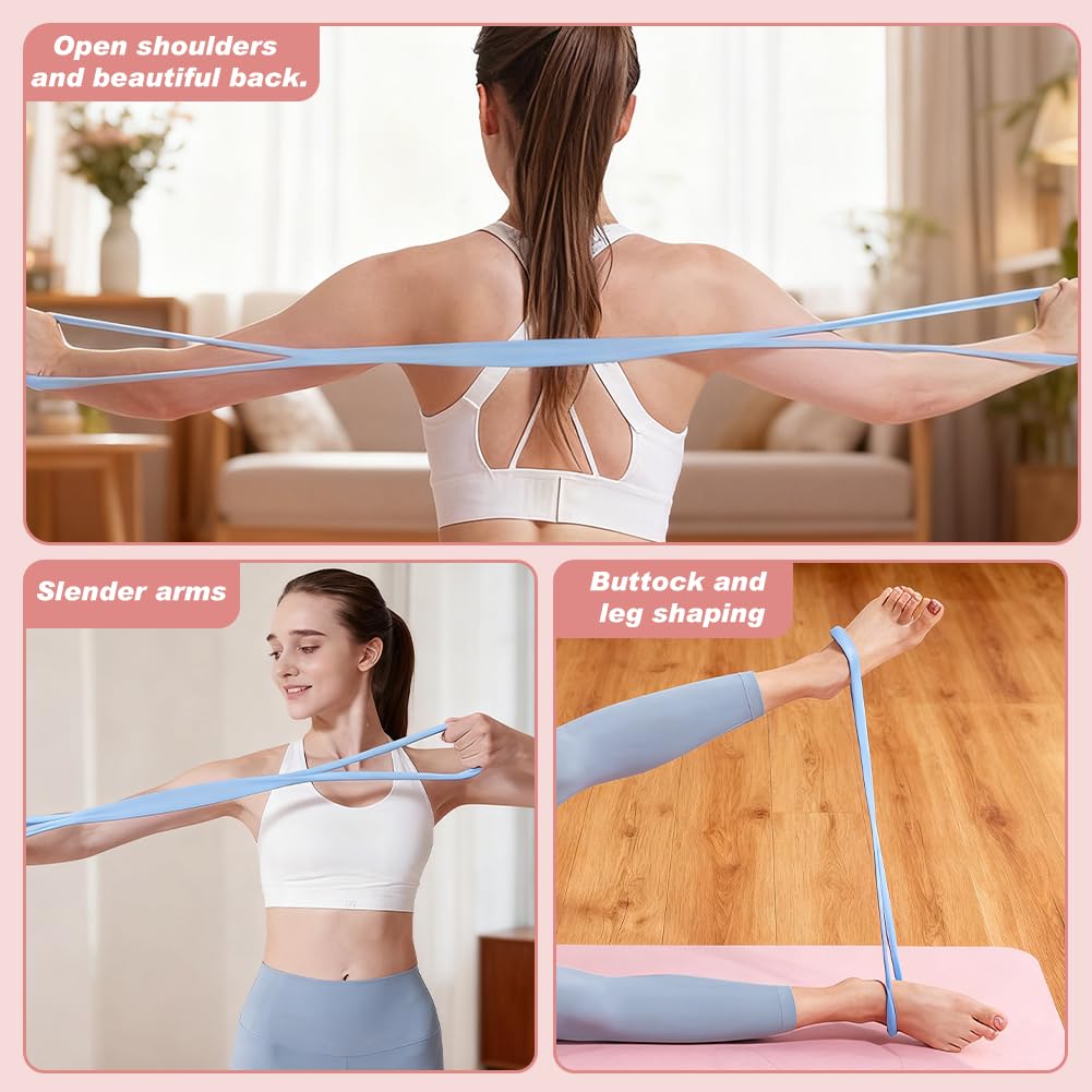 Figure 8 Resistance Bands Set of 3 (15/25/35lb),Silicone Exercise Bands with Handles for Women Men, Workout Bands for Shoulder, Posture Correction, Home Gym Yoga Exercise Equipment