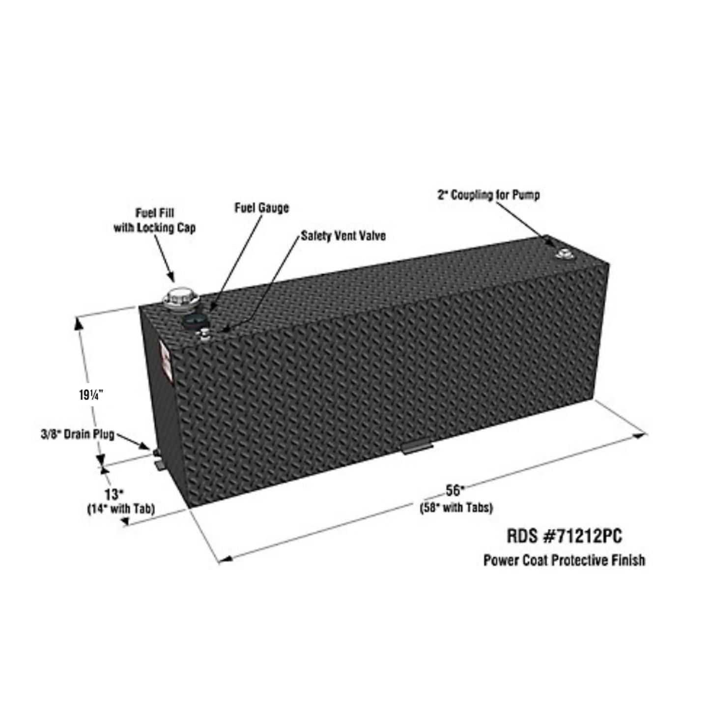 RDS MFG INC RDS Aluminum 71212PC Transfer Tank, 60 GAL