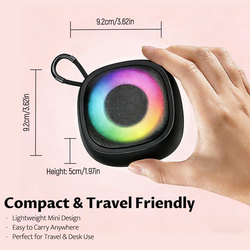 Treayes 5.4 Mini Bluetooth Speaker with RGB Lights, Portable Small Wireless Speaker with Deep Bass, Bluetooth Compact