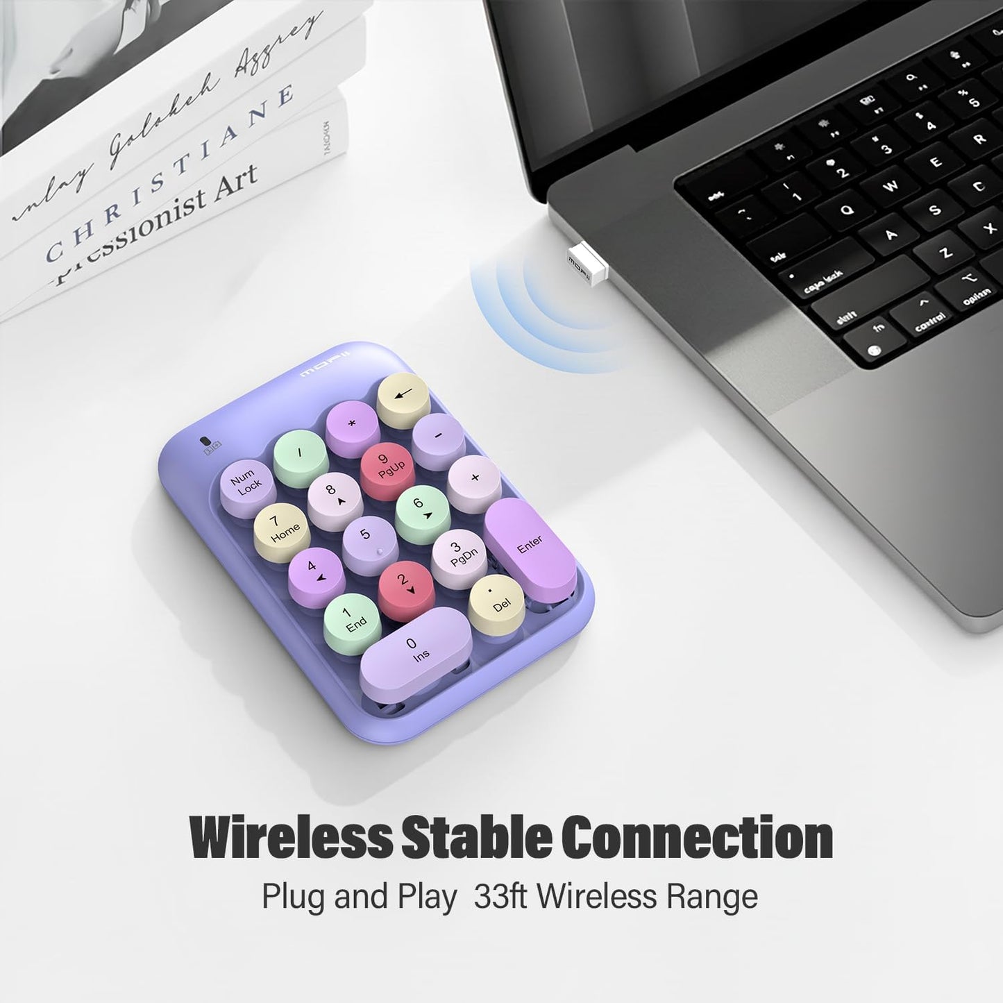 MOFII 18 2.4 10-Key Accounting Cute Colorful Wireless Number Pad - Keys, Portable GHz with Stable Wireless