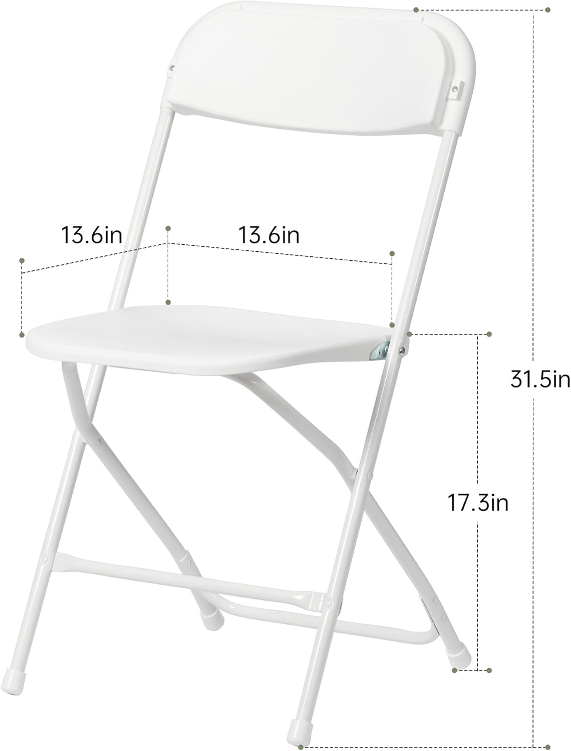 Skiennix Heavy-Duty Plastic Folding Chairs - 10 Pack, 350 LB Capacity, Portable for Indoor/Outdoor Events | White