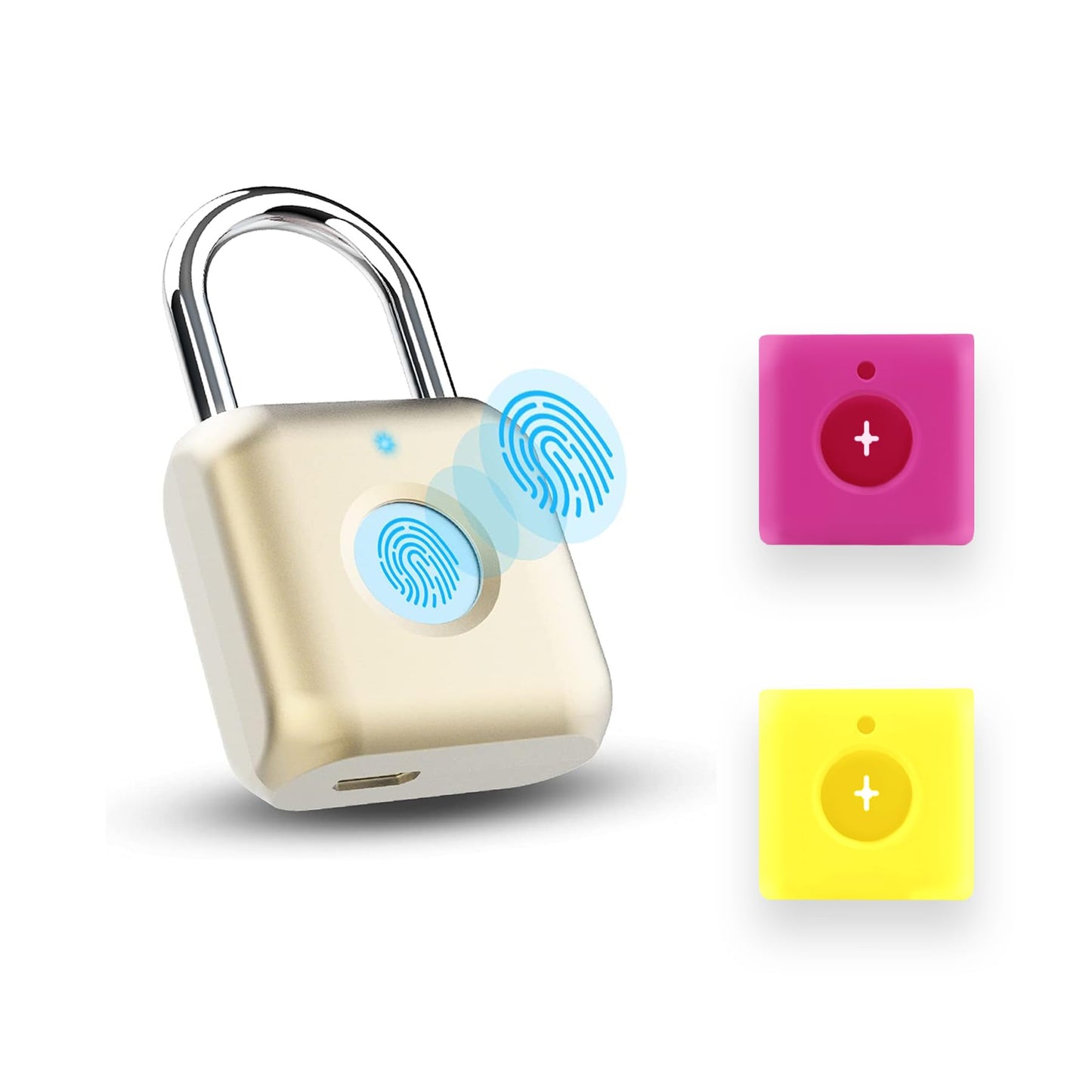 UMIKSMART Biometric Fingerprint Padlock with Silicone Cover, Smart Keyless USB Rechargeable Security Lock for Gym Locker, Gate, Fence, Cabinet