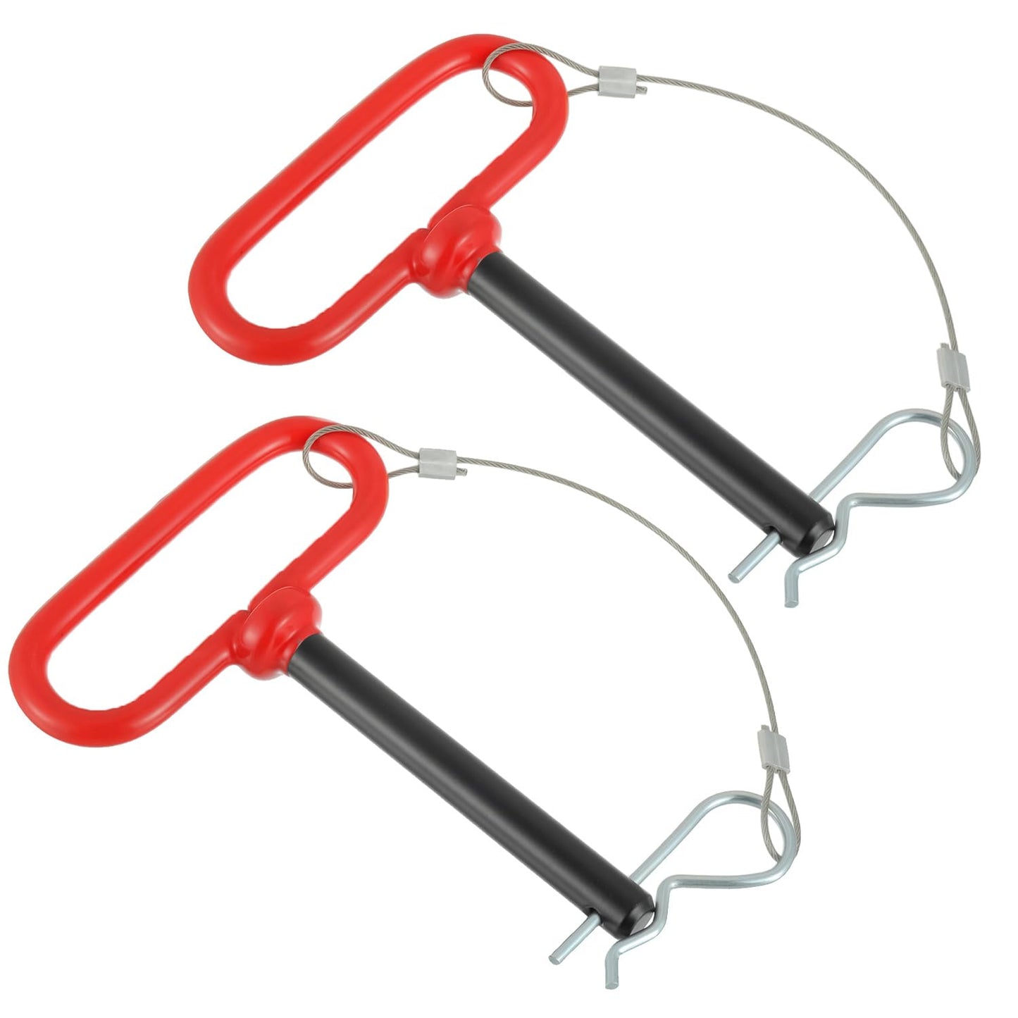 HUAREW 1/2 x 4 Inch Trailer Hitch Pin, Trailer Gate Pin for Towing Tractor, Lawn Mower, Car, Rubber Handle, with Safety Clip Anti-Loss Rope (Pack of 2