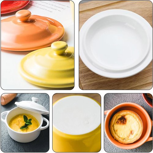Mini Cocotte 6-Pack by [Brand Name] - 8 OZ Ceramic Ramekins with Lids & Handles | Oven-Safe Casserole Dishes in 6 Colors