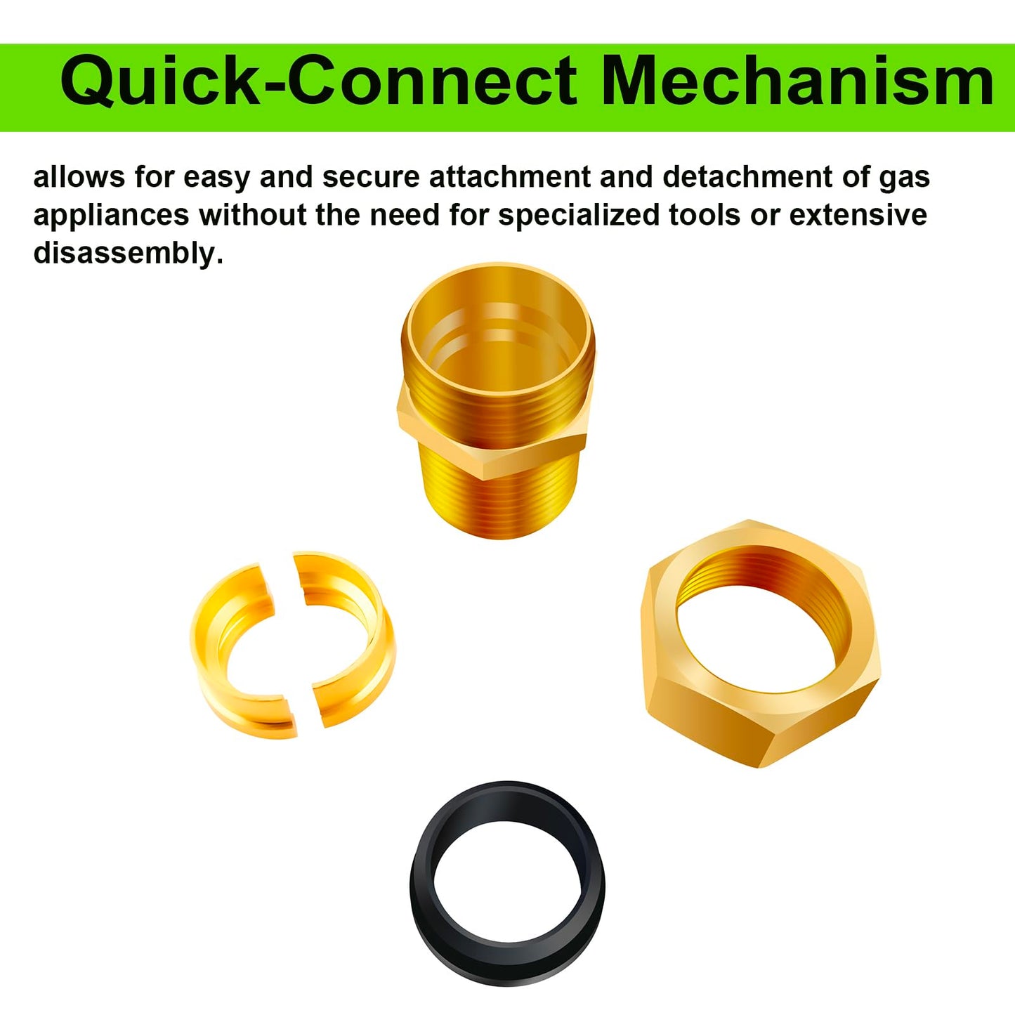4 Pack 3/4'' CSST Male NPT Pipe Fitting Kit Brass Natural Gas Quick Connect Adapter Grill Propane Conversion Connector