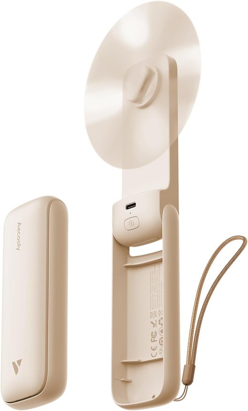 Aecooly Slim Portable Fan - Handheld Turbo Design for On-the-Go Cooling | Compact & Lightweight