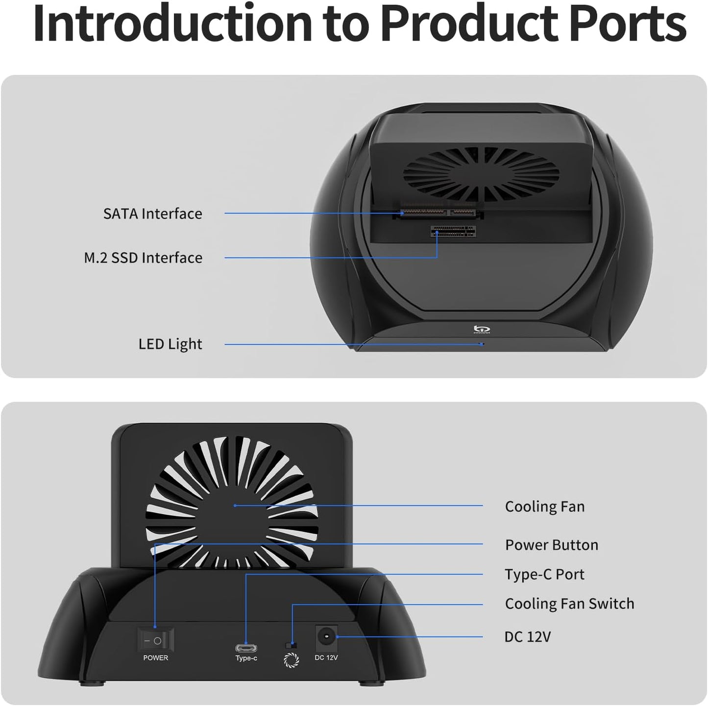 xiaobi M.2 2.5" 3.5" Hard Drive Docking Station, Pcie NVMe Adapter with Cooling Fan Superior Cooling Efficiency