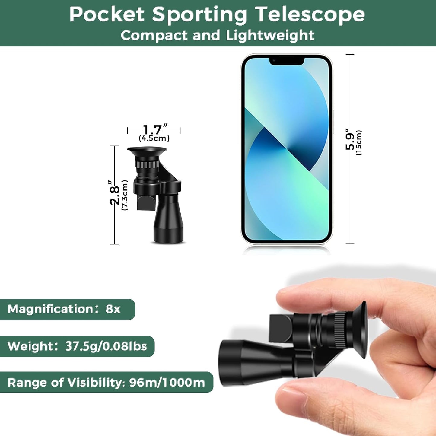 LIUQIJIA 8x20 Portable Monocular Telescope Mini Pocket Zoom Monocular Telescope Compact High Powered Adults Waterproof