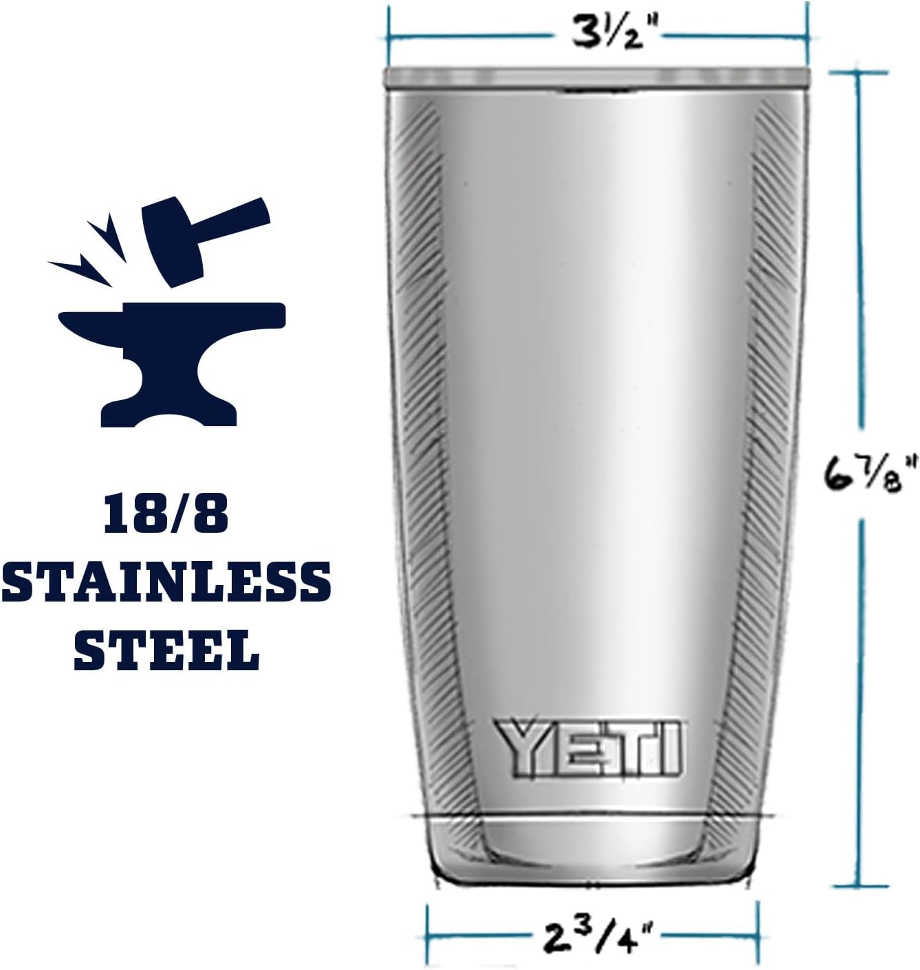 YETI Rambler 20 oz Tumbler - Stainless Steel Vacuum Insulated with MagSlider Lid