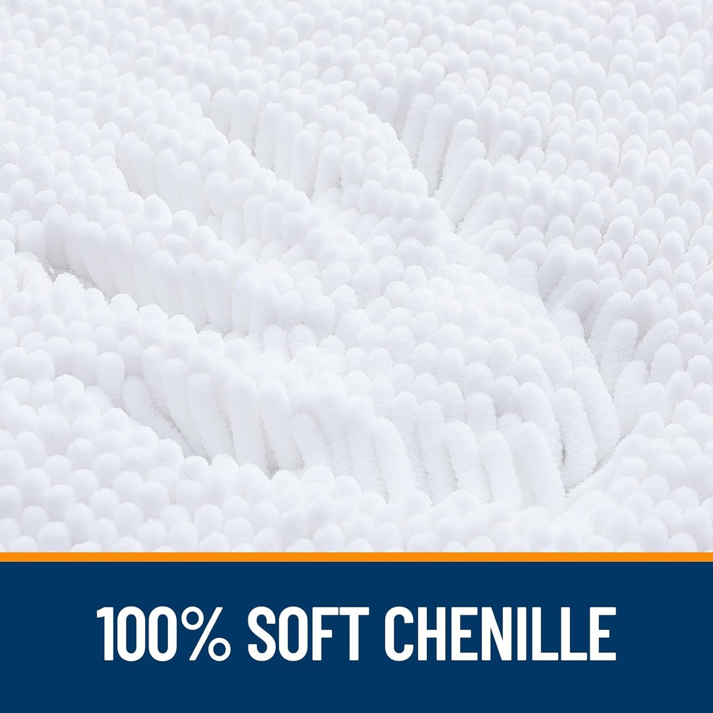 OLANLY Bathroom Rugs - Extra Soft Chenille Bath Mats with Rubber Backing | Quick Dry & Machine Washable, 36x24, White
