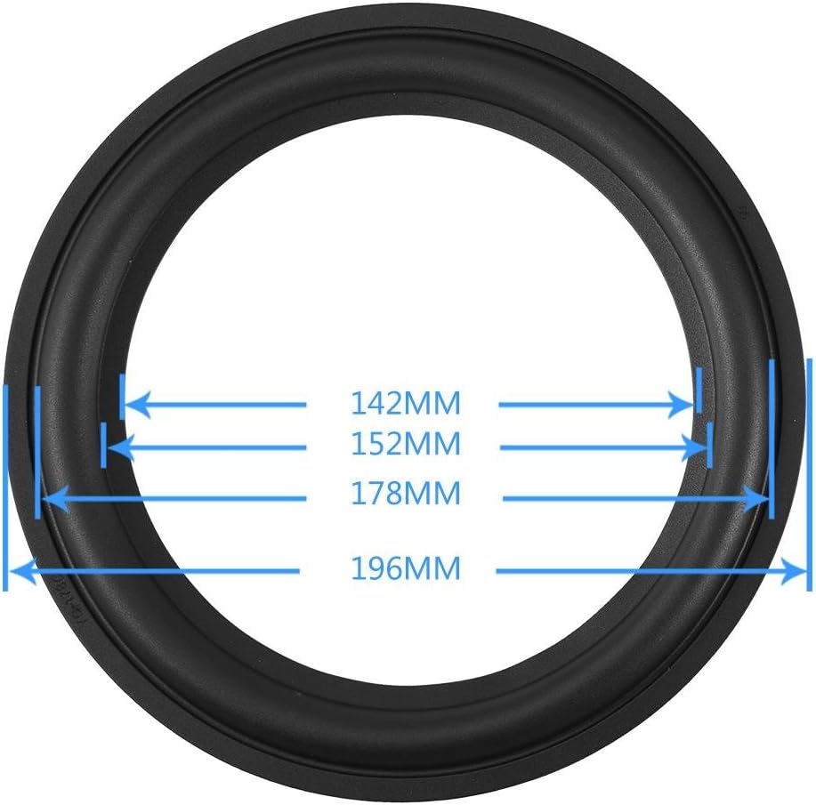 Socobeta 2pcs 8 inches Speaker Rubber Perforated Subwoofer Surround Rings Replacement Parts for Speaker Repair or DIY