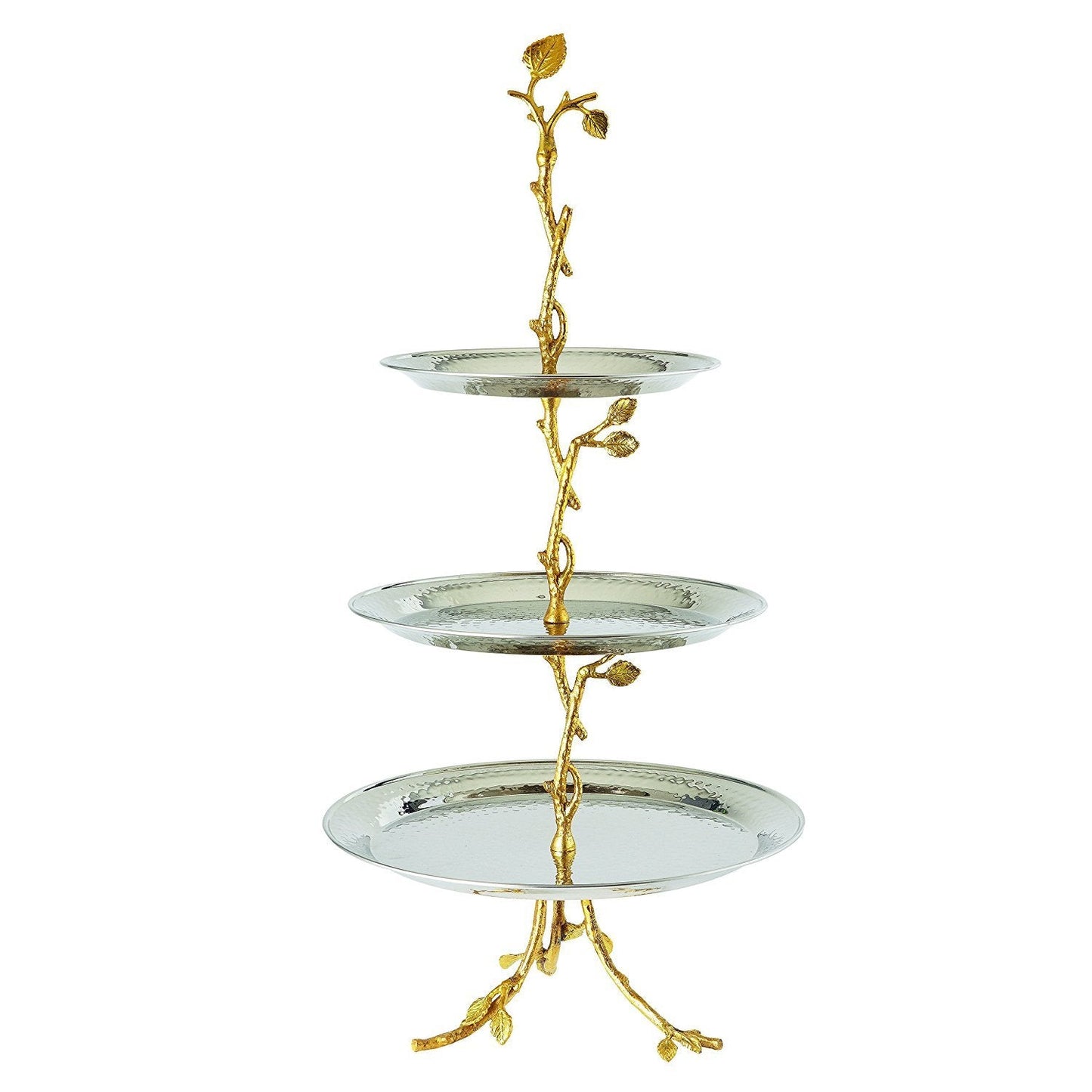 Elegance 70033 Golden Vine Hammered 3 Tier Server, Gold