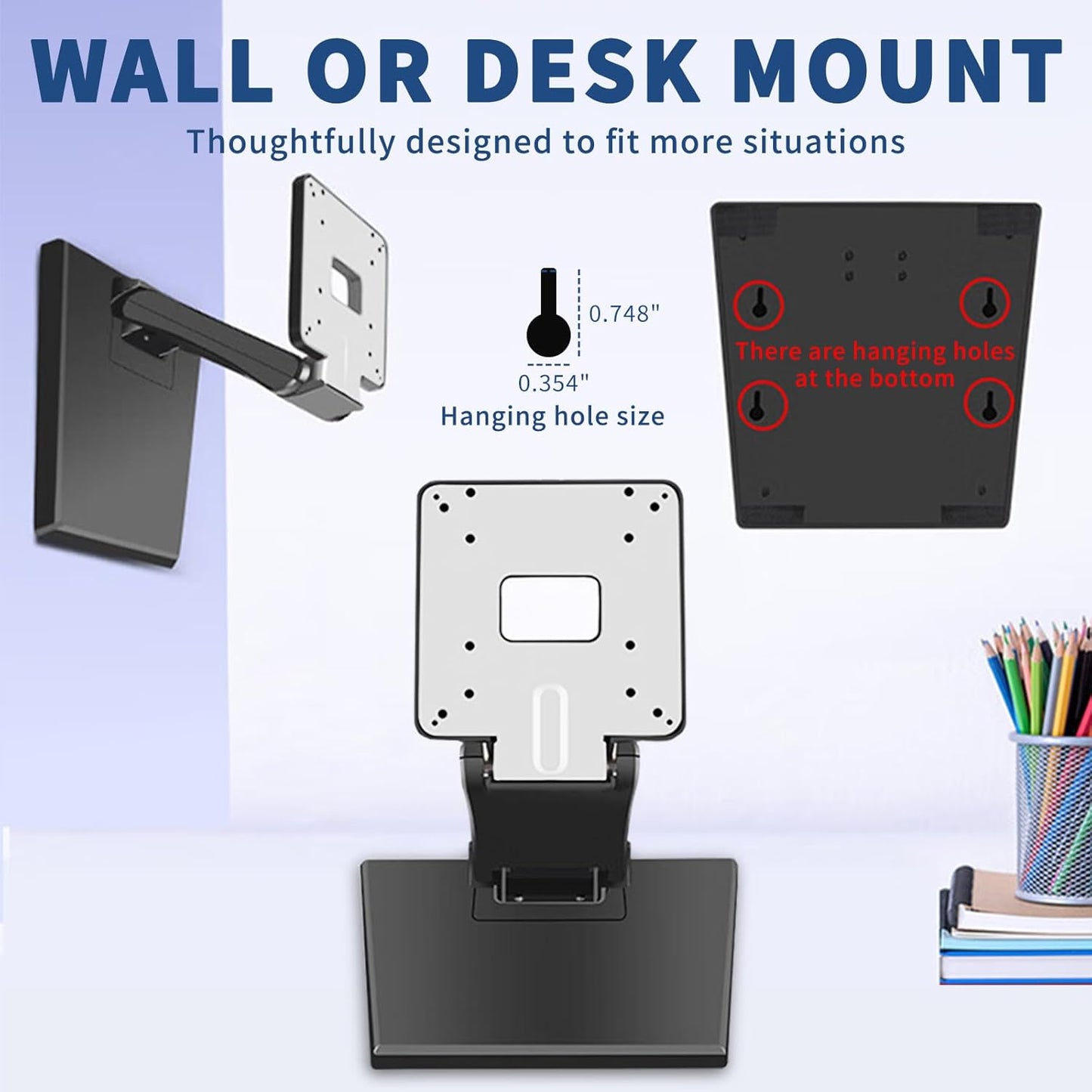 Bestoct 12-24" 75x75mm 100x100mm Low Profile Monitor Stand, LCD TV Foldable Mount for Desk, Lay Flat Stand for Screens