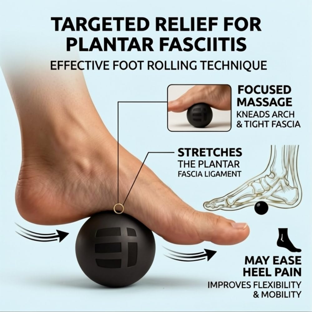 Massage Lacrosse Ball for Deep Tissue Relief - Trigger Point Therapy Ball for Plantar Fasciitis, Myofascial Release for Back, Shoulder, Foot - Massage Ball Roller - 1 Pack (Night Black)