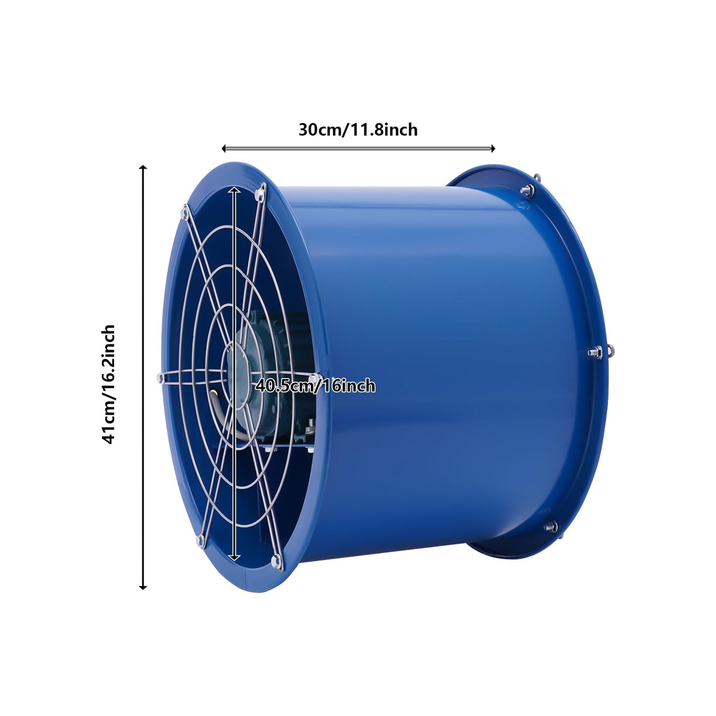 GMSLuu 16" Axial Fan Cylinder Pipe Explosion-proof Spray Booth Paint Fumes Exhaust Fan, Tube Axial Duct Fan with All Copper Motor for Factories Warehouse Kitchen Workshop