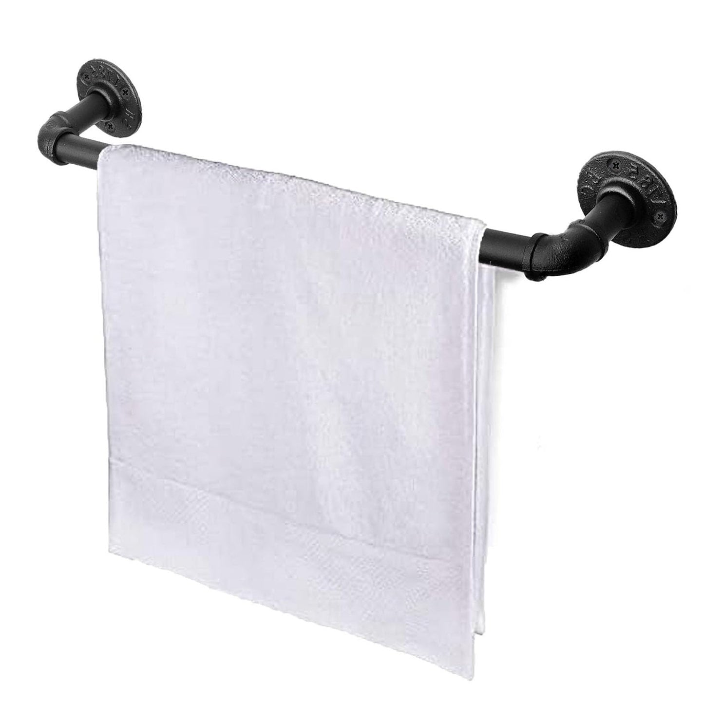 Jeasor Industrial Pipe Towel Rack Towel Bar, Heavy Duty Wall Mounted Rustic Farmhouse Bath Towel Holder for Bathroom (Black, 18 Inch)