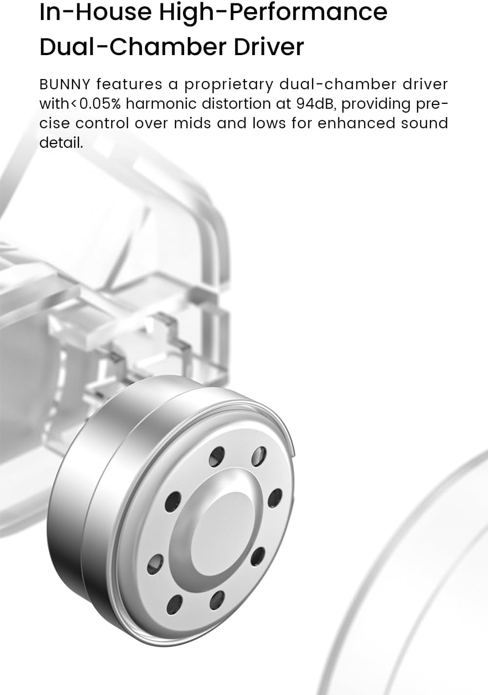 1DD 0.78 2pin Bunny Gaming Earphones with Single Dynamic Dual-Chamber Driver, Wired Earbuds IEM, Monitor with Bass Boot