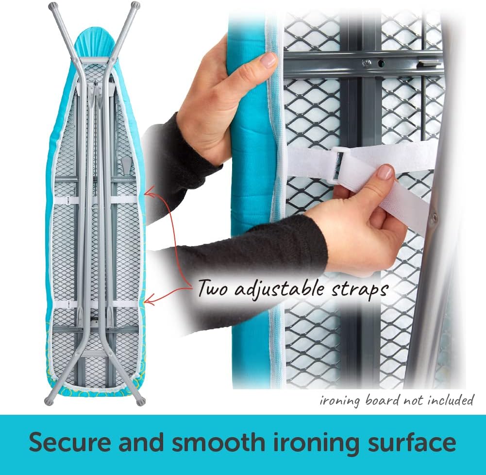 Oliso Ironing Board Cover - 100% Cotton with Professional Felt Pad - Fits 54" x 15" Boards - Turquoise