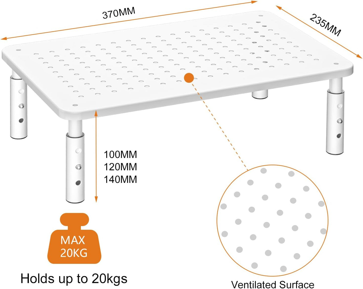Riser,3 370X235MM 2 Packs,White Bracwiser Monitor Stand Level Height Adjustable Desktop monitor stand for Computer