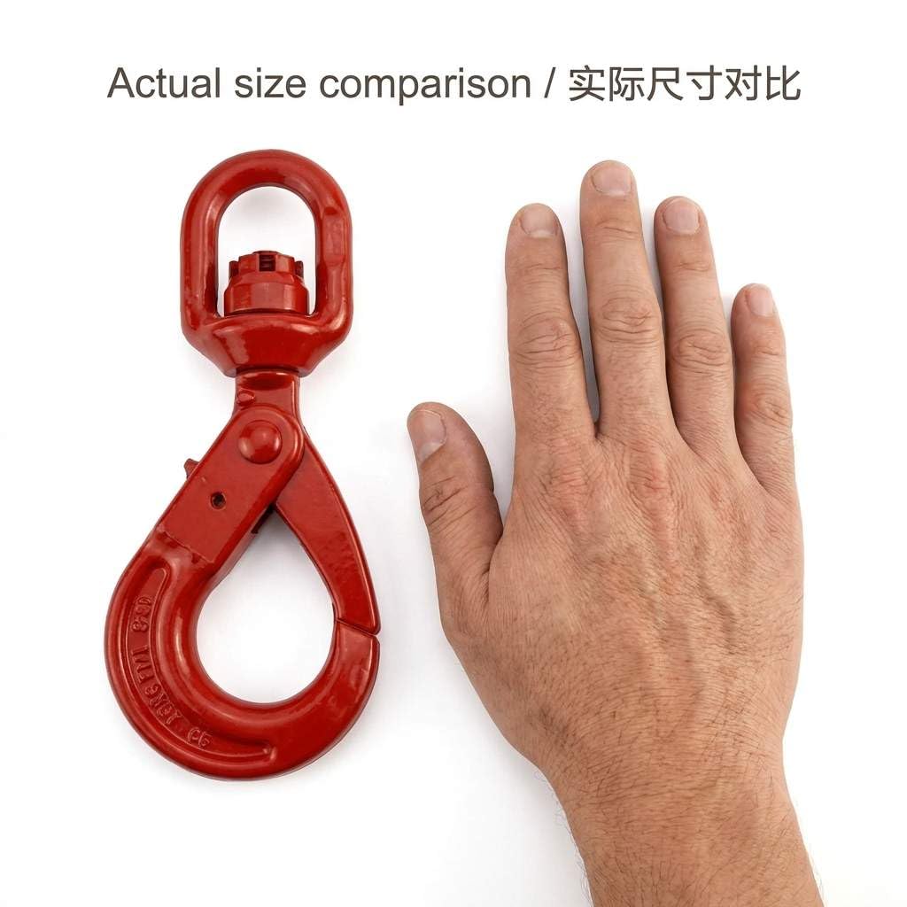 QWORK Grade 80 Forged Swivel Self-Locking Hook, 7100Lb – Heavy Load Chain Connector for Hoisting, Rigging & Lifting