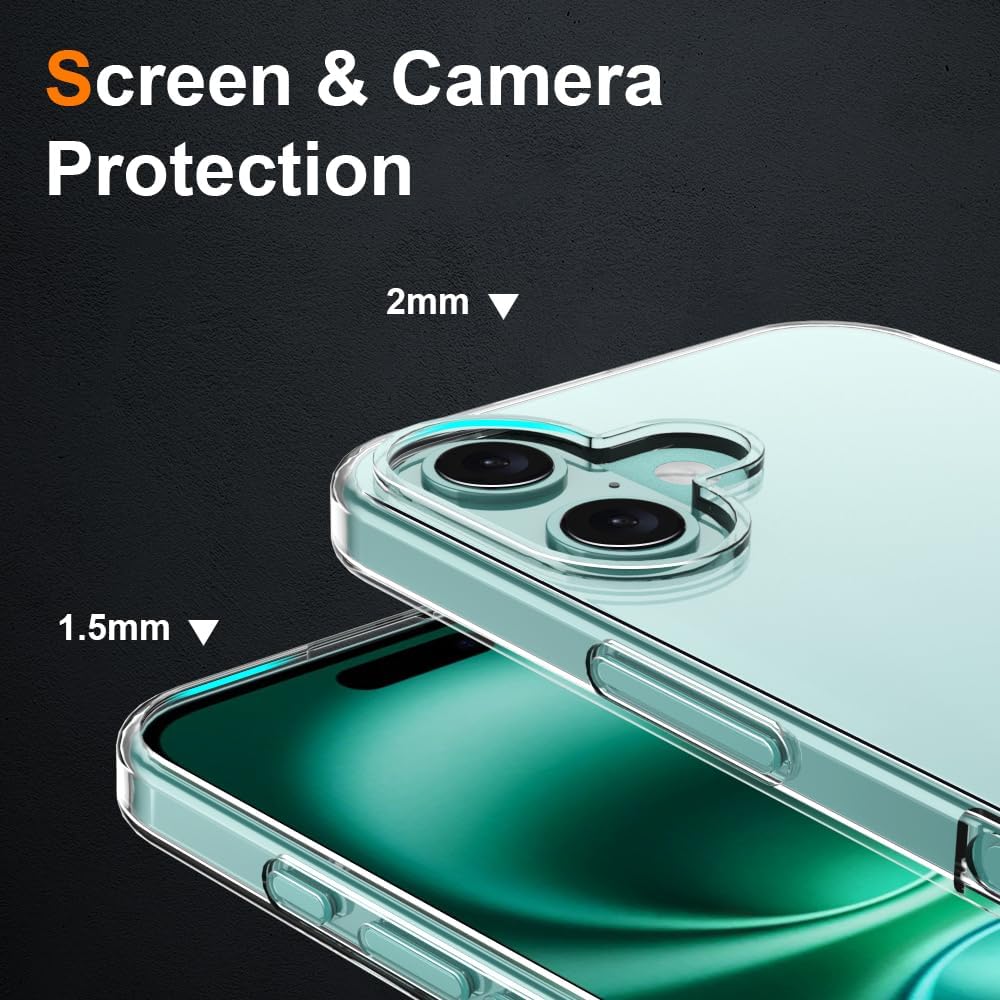 bokoo 16 16 Crystal Clear Compatible with iPhone Case.Soft Slim Fit Transparent Plastic TPU Protective Silicone Cover