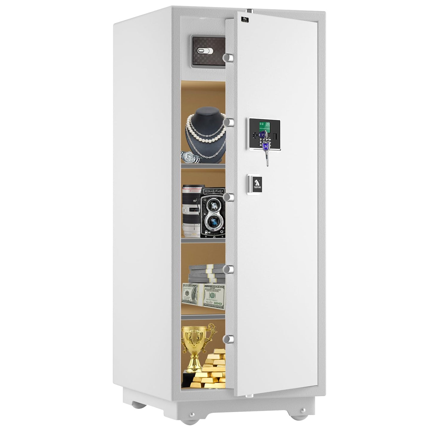 Extra Large Safe - TIGERKING 17.6 Cubic Feet Big Safes Box with Double Safety Key Lock & Separate Lock Box. Heavy Duty Large Home Safe wth 3 Removable Shelves, Perfect for Home, Hotel, Office, Garage