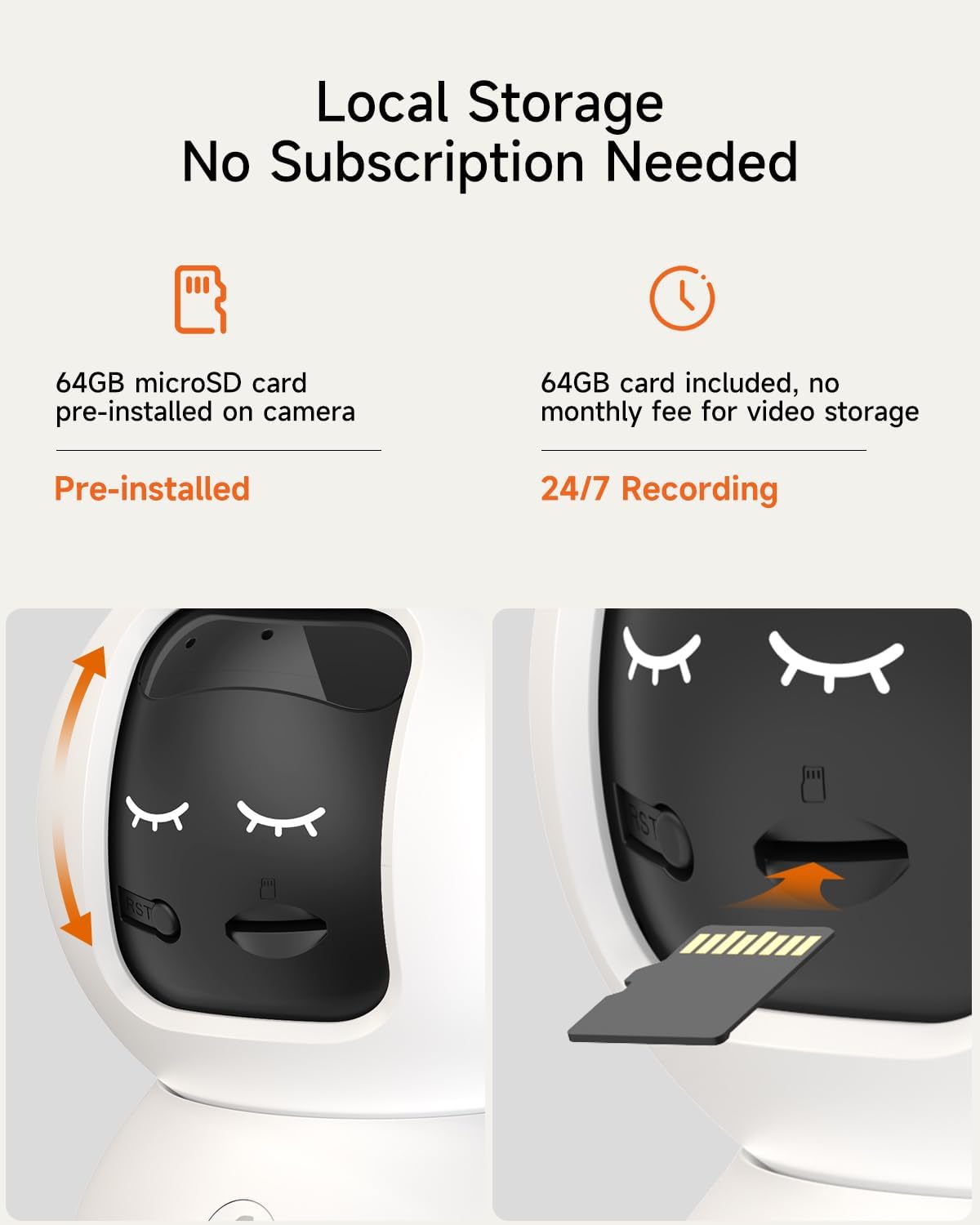 CINMOORE 5MP 64GB 3K 360 2-Way 2.4G 5G Camera for Home Security, Free SD Card, Non-Subscription AI Human/Pet/Facial