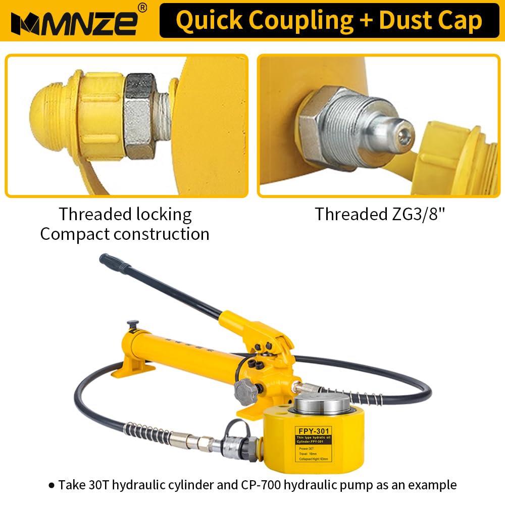 MMNZE 30T 14mm/0.55" Stroke Hydraulic Cylinder Jack Sets Mini Hydraulic Ram Jack Porta Power Kits Retract Automatically Split Hydraulic Single Acting Lifting Cylinders with CP-700 Hydraulic Hand Pump