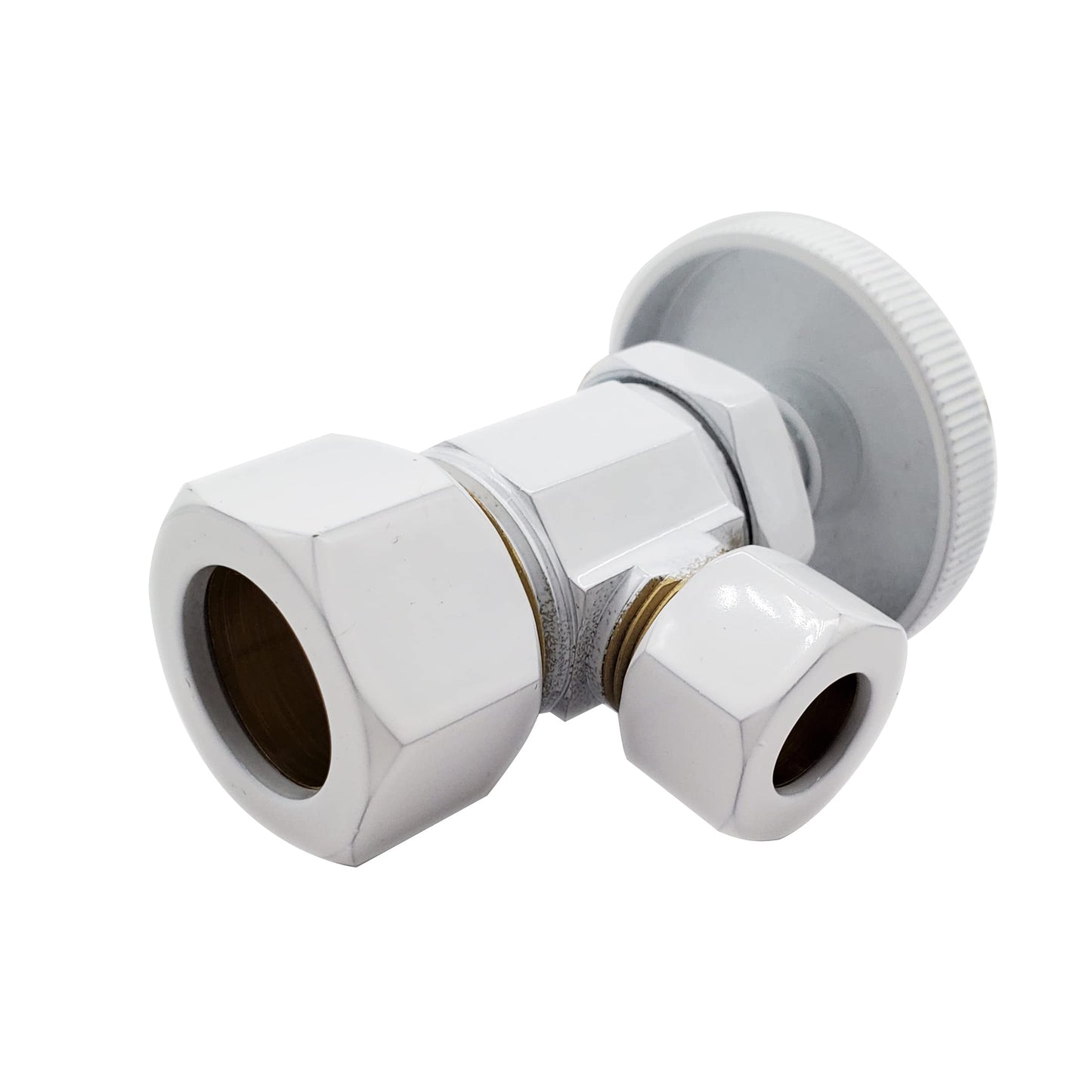 Westbrass D105KFH-24-50 5/8" x 3/8" OD x 20" Flat Head Toilet Riser Supply Line Kit with Round Handle Angle Supply Shut Off Valve, Powder Coat White (24-Pack)